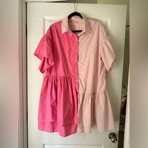 Color-block Button-up Dress